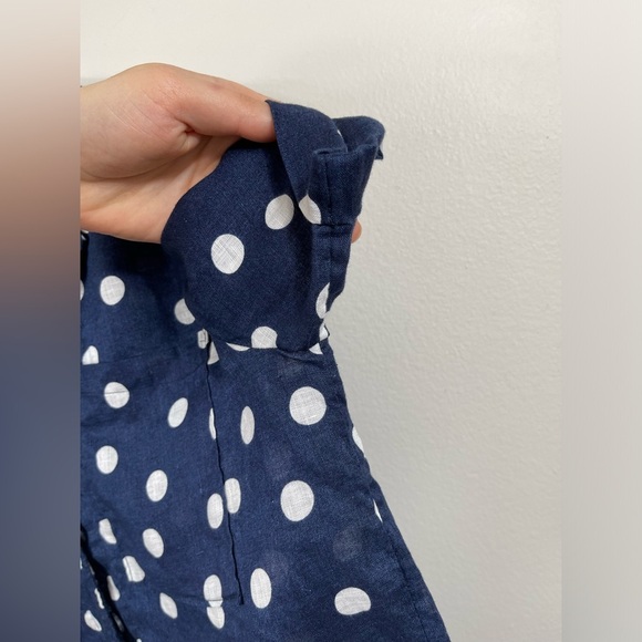 Anthropologie Maeve Women Buttondown Surf Linen Navy Dot Shirt Top Linen Sz XS - Picture 10 of 16